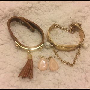 Gold Bracelets and Earrings Set